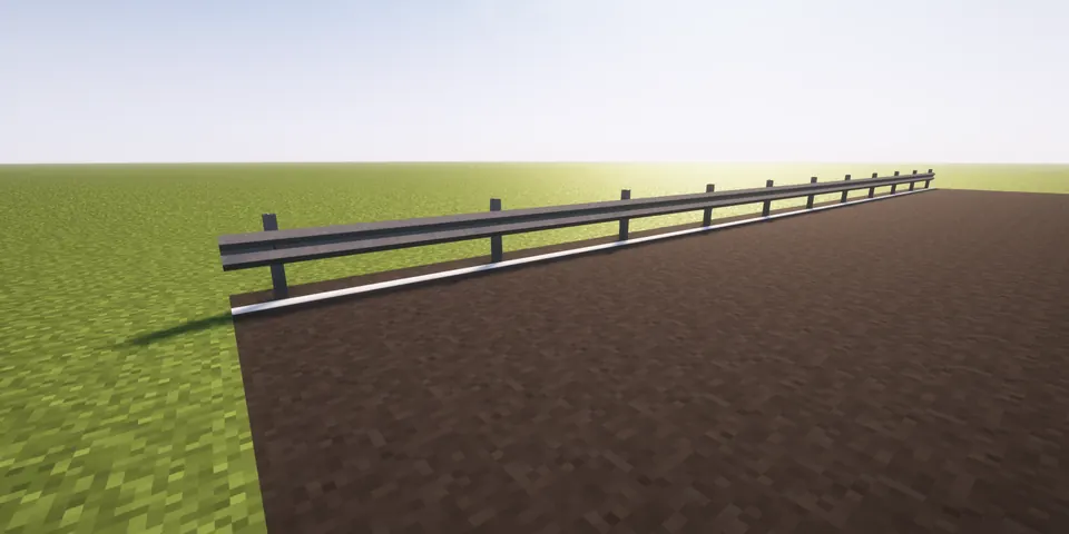 Screenshot aus Minecraft: Asphaltstraße mit Leitplanke.